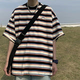 AIDASE  -  Fashion T-Shirts Printing Striped Pullovers Loose Man Short Sleeve Round Neck Handsome Spring Summer Thin Men's Clothing aidase-shop