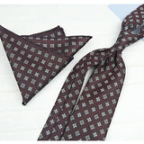 AIDASE  -  2PCS Neck Ties Set Fashion Paisley Striped Neckties Gentlemen Daily Wear Navy White Block Pocket Square Wedding Tuxedo Accessory aidase-shop