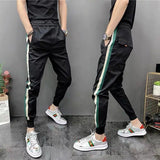 AIDASE  -  Stylish Men's Spring-Autumn Snap Closure Casual Pants with Trendy Matching, Slim Fit, and Color-Block Harem Style aidase-shop