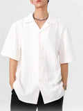 AIDASE  -  Men's Cuban Collar Textured Short Sleeve Shirt Loose Casual Summer Top aidase-shop