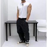 Aidase Oversized 100% Cotton Star Print Vest Men Sleeveless Profile Loose Tshirt Summer Fitness Muscles Tank Top For 150KG Fat Man