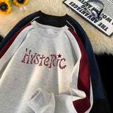 Aidase Men's Streetwear Hip Hop Colorblock Sweatshirt Loose Long Sleeve Casual Pullover Sweatshirt Round Neck Sweatshirts
