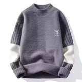 AIDASE  -  Men's autumn and winter pullover with thick base knit sweater light luxury semi high neck warm solid color simple sweater aidase-shop