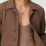 Aidase French Style Men Short Jacket Fashion Luxury Thousand Bird Grid Pattern Tops Spring Autumn  Vintage Loose Little Coat Streetwear