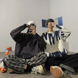 Couple Sweater Autumn Winter Men's Round Neck Knitted Pullovers Graffiti Oversized Male Round Neck Vintage Clothing aidase-shop