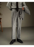 107.25Aidase Business Leisure Solid Color Pant For Men Neapolitan Double Fold Straight Office Trousers Men Hanging Suit Pants Mens Dress Pant aidase-shop