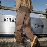 AIDASE  -  Spring Autumn Big Pocket Men's Cargo Pants Loose Straight Wide Leg Trousers Baggy Outdoor Workwear Pants Man Hip Hop Sweatpants aidase-shop