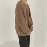 AIDASE  -  Autumn New Casual Bottoming Knit Tops Men's Solid Color Textured Long Sleeve Vintage Sweater For Mens Outdoor Fashion Tees aidase-shop