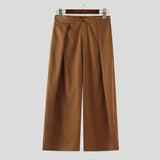 AIDASE  -  Men Striped Pants Loose Button Joggers Casual Wide Leg Trousers Men Streetwear Pleated Fashion Leisure Long Pants S-5XL aidase-shop