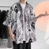 AIDASE  -  Newspaper Printed Shirt Couple Hong Kong Style Handsome Trendy Top Student Casual All-Match Loose Five-Part Sleeve aidase-shop