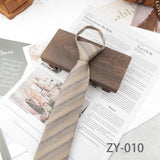 AIDASE  -  8cm British Style Casual Brown Khaki Plaid Clip Ties For Men Adult Polyester Wool Solid Gray Necktie Business Free Knot Lazy Tie aidase-shop
