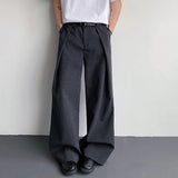 AIDASE  -  Men's Suit Pants Striped Three-dimensional Arc Single Pleat Design Loose Casual 2025 New Fashion Straight Trousers