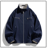 AIDASE  -  American Style Spring Autumn New Fashion Men's Spliced Casual Trendy Simple Basic Loose Stand Collar Long Sleeve Jackets Coats aidase-shop