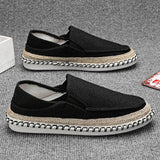 AIDASE  -  Men's Fishing Shoes Slip-On Breathable Beijing Cloth Shoes Driving Casual Lazy Shoes Canvas round Toe Flat Heel Leisure Shoes aidase-shop