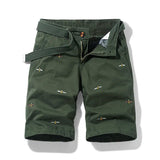 AIDASE  -  Summer Casual Shorts Men Solid Color Embroidery Pattern cargo Shorts Cotton Beach Print Shorts Men Bermuda Overalls Pocket Pants aidase-shop