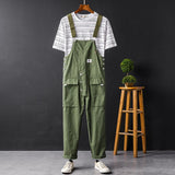 AIDASE  -  Men Y2K Fancy Color Bib Overalls Loose Pockets Cargo Cotton Pants Casual Plus Size Jumpsuits Coveralls aidase-shop