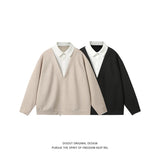 Aidase Spring Autumn Sweatshirts Men Casual Loose Turn Down Collar Hoodies Male Fake Two Pieces Pullovers Man aidase-shop