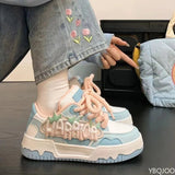 AIDASE  -  New women's leisure comfortable sports shoes fashionable versatile round toe lace up color blocked women flat shoes aidase-shop