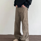 Aidase  Vintage Cargo Pants For Men Cleanfit Style Straight Trousers High Street Retro Maillard Brown Multiple Pockets Casual Pants