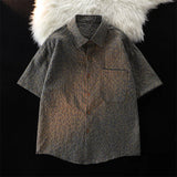 AIDASE  -  Summer Thin Fashion Seersucker Shirts For Men Vintage Short Sleeves Lapel Tops Casual Lazy Style Pleated Plaid Shirt Streetwear aidase-shop