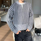 AIDASE  -  New Casual Slim Fit Knit Cardigan Tops Men Fashionable Zipper Sweatercoats Fall Vintage Crochet Knitting Sweater Mens Coats aidase-shop