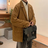 Aidase Blazers Men Corduroy Autumn Casual Vintage Korean Office Loose All-match Outwear Pockets Harajuku Clothing Minimalist College aidase-shop