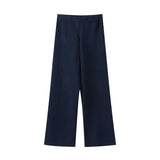 AIDASE  -  Ruffle Top Pant Sets Women Elegant Dark Blue O-neck Sleeveless Top High Waist Wide Leg Pants Female Suit 2025 Chic Lady Outfits aidase-shop