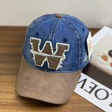 AIDASE  -  Alphabet patch color blocked unisex spring and autumn duckbill cap, outdoor versatile breathable soft top baseball cap aidase-shop