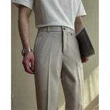 AIDASE  -  Summer Men's Straight Slim Fit Korean-style Tapered Solid Color Dress Pants Casual Trousers  28-38