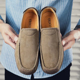 AIDASE  -  Square-toe Loafers Non-slip Outdoor Moccasins Driving Shoes Daily Commute Men Casual Shoes Suede Leather Men Wedding Shoes aidase-shop