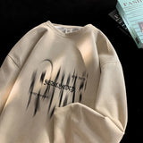 Aidase Suede Heavyweight Sweatshirt Gothic Print Round Neck Pullover Sweatshirts High Street Couple Hoodie Male Female Clothes aidase-shop