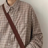AIDASE  -  Japanese Vintage Plaid Long Sleeve Shirt Men's New Loose Fit Versatile Casual Youth Jacket Autumn Spring Season Ready-To-Wear aidase-shop