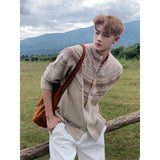 AIDASE  -  American Fair Isle Knitted irt Men Women Autumn Outerwear Lazy Loose Sle Sweater Cardigan Casual Wear Nylon Polyester aidase-shop