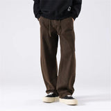 AIDASE  -  Spring Autumn American New Fashion Men's Solid Color Loose Casual Trendy Daily Basic Straight Outdoor Cargo Trousers Male Pants aidase-shop