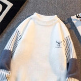 AIDASE  -  Men's autumn and winter pullover with thick base knit sweater light luxury semi high neck warm solid color simple sweater aidase-shop