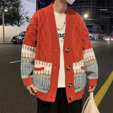 Aidase winter fits men Design Cardigan Men Pockets Warm Winter Sweater Retro Ins Japanese Unisex Button Up Knitwear Teens All-match Harajuku Stylish BF aidase-shop
