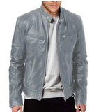 AIDASE  -  Men's Men's Leather Jacket Male Teen Stand-up Collar Punk Men's Locomotive Leather Jacket aidase-shop