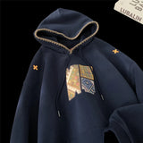 Aidase Korean Street Style Splicing Hoodie Embroidery Pattern Hooded Sweatshirt Men Women Loose Casual Fall Winter New Hoody Pullover aidase-shop