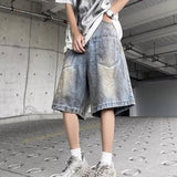 AIDASE  -  American Style Male Denim Shorts Vintage Double Pocket Design Summer New Loose Casual Cargo Pants Trendy Menswear 21E6699