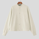 AIDASE  -  Men Jackets Solid Color Stand Collar Long Sleeve Button Men Coats Streetwear Loose Korean Style Fashion Casual Outerwear aidase-shop