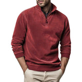 AIDASE  -  Autumn Winter Men Stand Collar Sweatshirt Casual Pullover Tops Fashion Half Zipper Long Sleeve Hoodie Pullover Sweatshirts Man aidase-shop