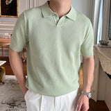 AIDASE  -  Summer Thin Ice Silk Casual Polo Shirts Men Knitted Short Sleeve Turn-down Collar Pullover Top For Mens Fashion Solid Polo Shirt aidase-shop