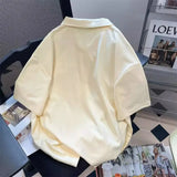 Aidase Personalized Tulip Graphic Embroidery Polo Short Sleeved T-shirt for Men and Women Summer Loose Retro Loose Casual Y2k Harajuku aidase-shop