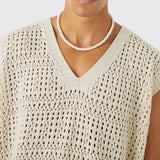 AIDASE  -  Summer Men Knit Sports Vest Sexy Hollow Out V-neck Sleeveless Tank Tops Casual Loose Mesh Knitted Waistcoat Tshirts Streetwear aidase-shop