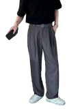 AIDASE  -  Men's Korean Streetwear Fashion Loose Vintage Waistband Casual Straight Suit Pants Commuting Long Trousers for Men aidase-shop