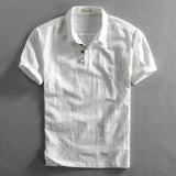 AIDASE  -  Mens Linen Short Sleeve Shirt Slim Fit Pullover Half Sleeve Retro Spring Summer Casual Breathable shirt Men's clothing aidase-shop