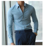 Aidase Men's Italian Collar Shirt, Wrinkle-free, Casual, Fashionable, Slim-fit with A Lapel Design, Branded Clothing, Youth, New aidase-shop
