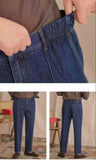 AIDASE  -  Vintage Cotton Men Jeans Suit Pants Elastic High Waisted Straight Trousers British Business Style  Casual Naples Denim Pant aidase-shop