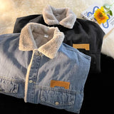 Aidase Thick Warm Lamb Fleece Lined Denim Jacket Men Winter Windbreaker Jackets Outwear Jeans Coats Male Multi-pockets Cowboy Clothing aidase-shop
