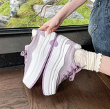 AIDASE  -  Spring New Women's Platform Wedge Sneakers Thick Sole Height Increasing Casual Fashion Versatile Lace up Board Shoes aidase-shop